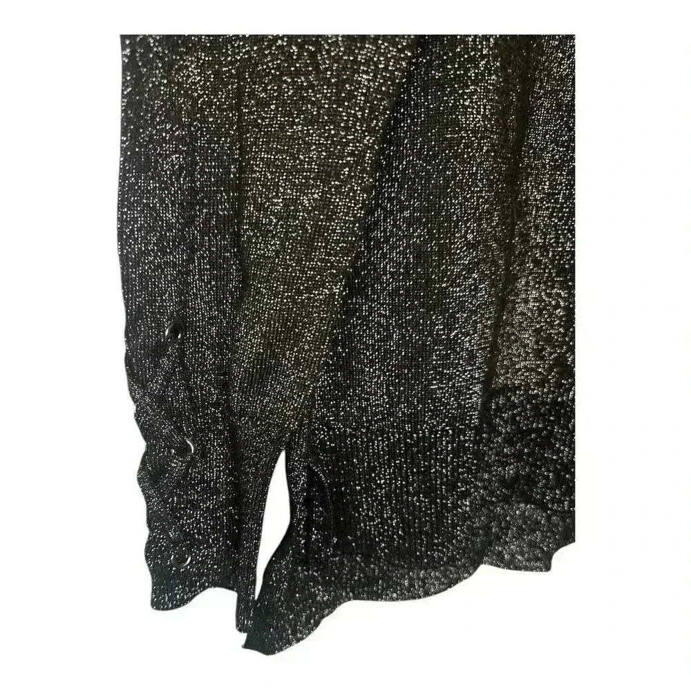 Michael Kors Womens Black Metallic Sweater, Medium